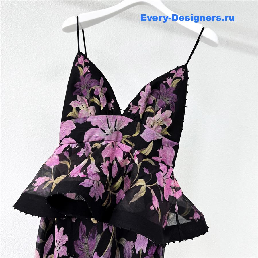 Zimm Dawning Ruffle Slip Dress in Black