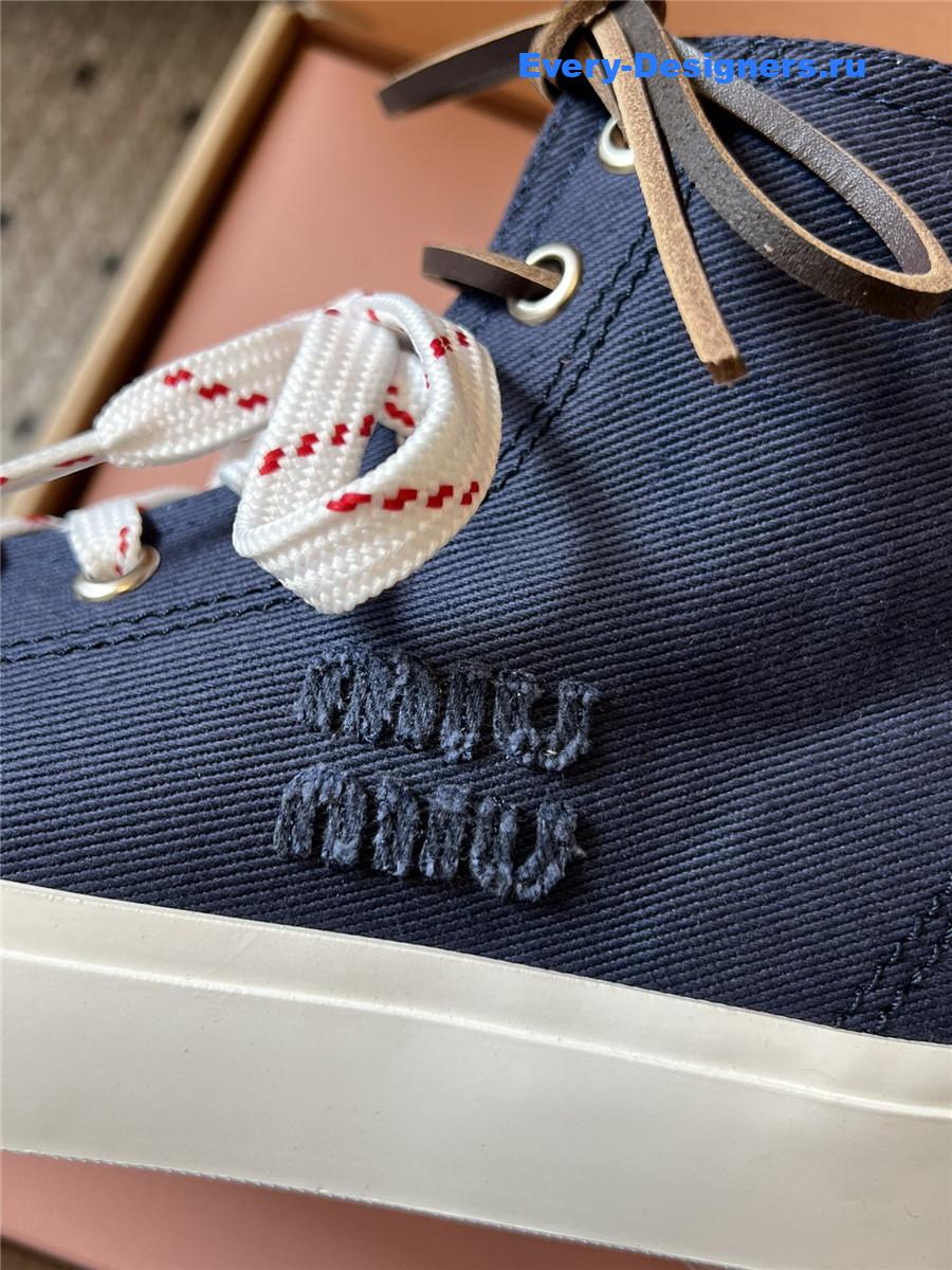 Miu Miu Dark Blue High-Top Canvas Trainers