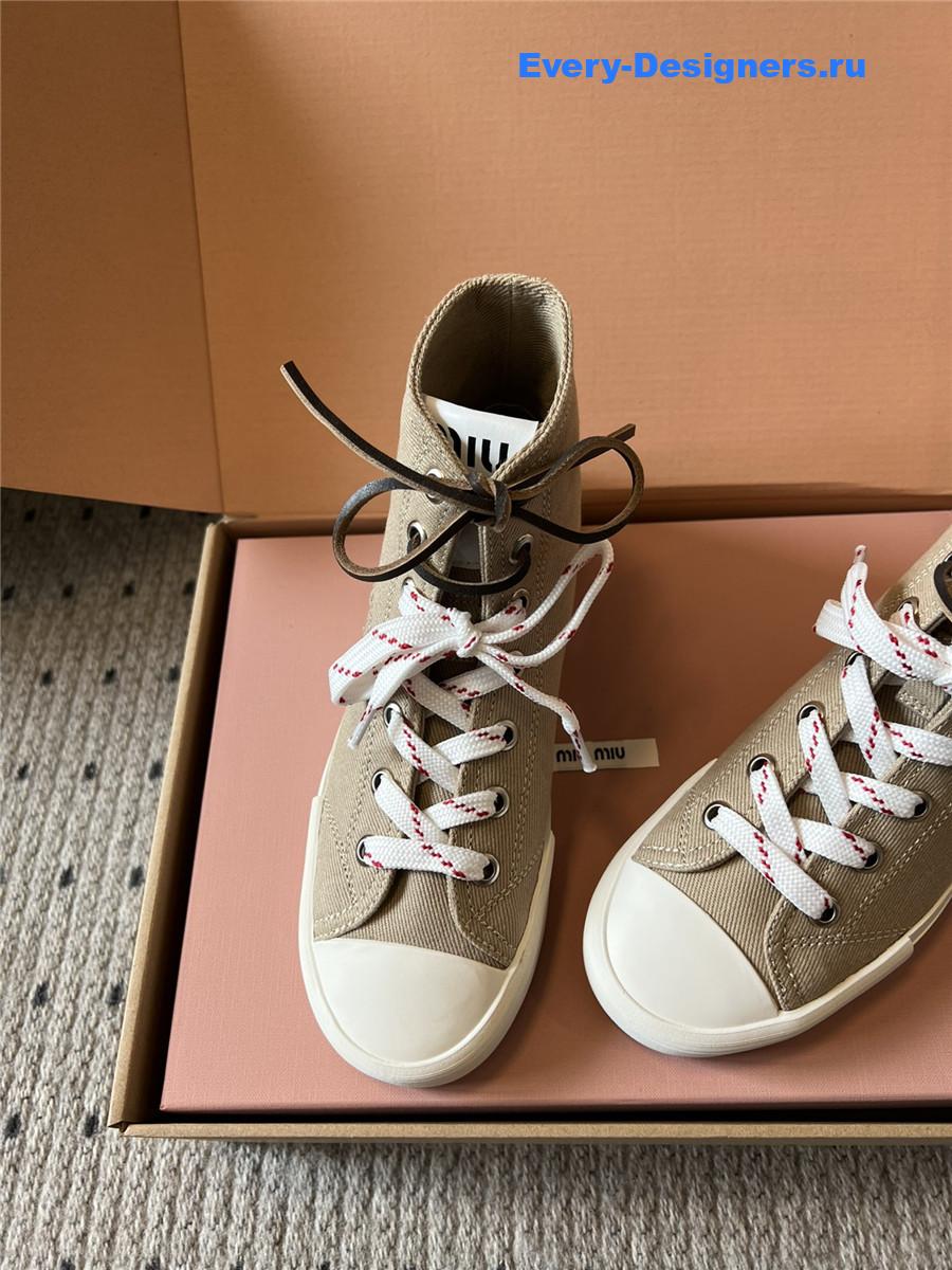 Miu Miu Grey High-Top Canvas Trainers