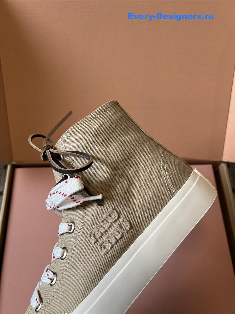 Miu Miu Grey High-Top Canvas Trainers