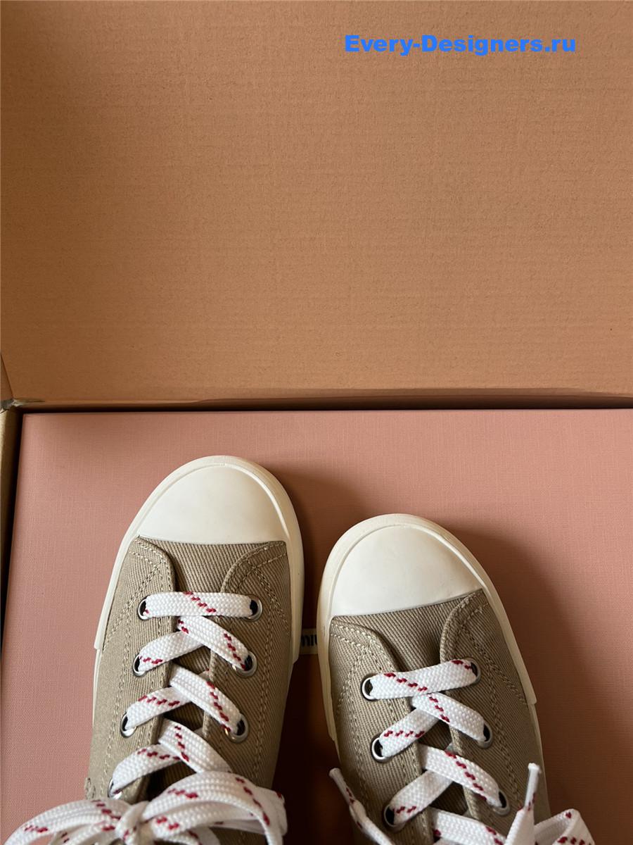 Miu Miu Grey High-Top Canvas Trainers