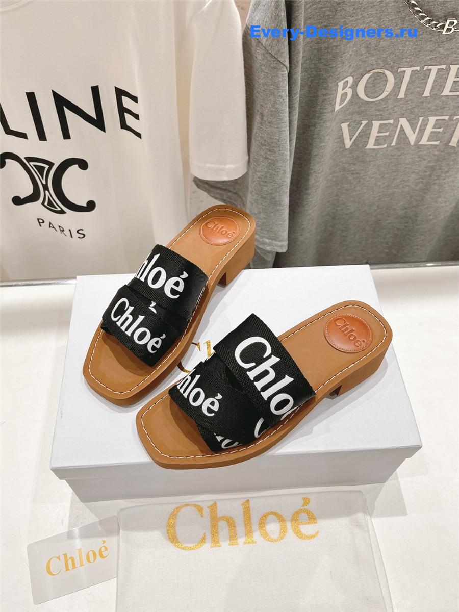 Chloé Black Canvas Woody Slides