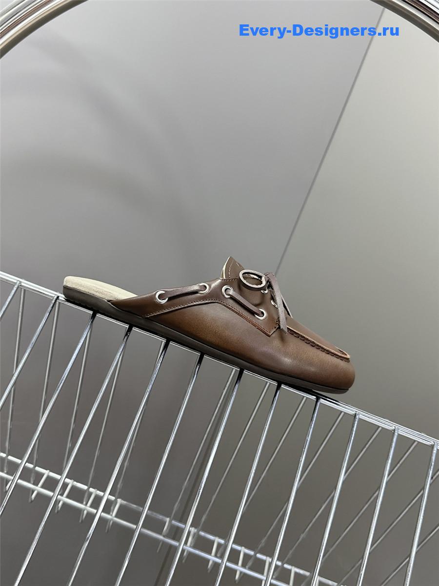 Miu Miu Brown Boat Slides