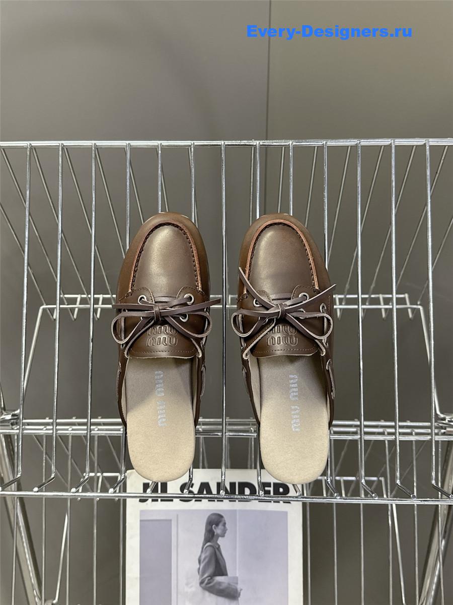 Miu Miu Brown Boat Slides
