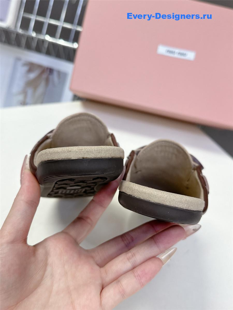 Miu Miu Brown Boat Slides
