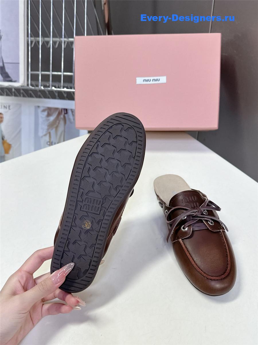 Miu Miu Brown Boat Slides