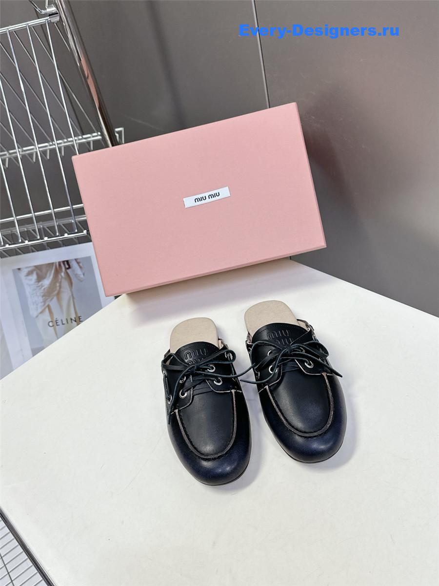 Miu Miu Black Boat Slides