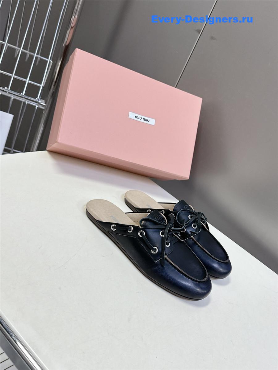 Miu Miu Black Boat Slides