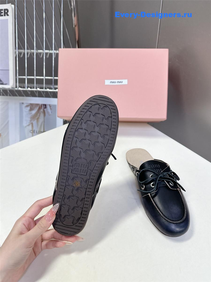 Miu Miu Black Boat Slides
