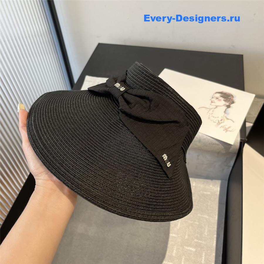 Miu Miu Bow Hollow Top Straw Hat