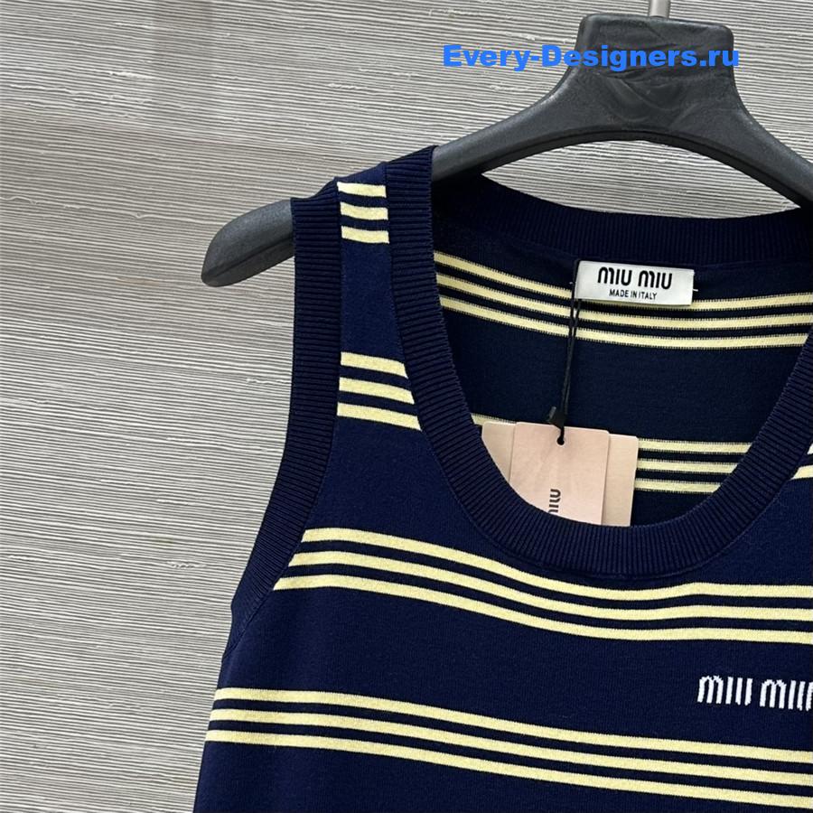 Miu Miu Striped Knit Sleeveless Dress