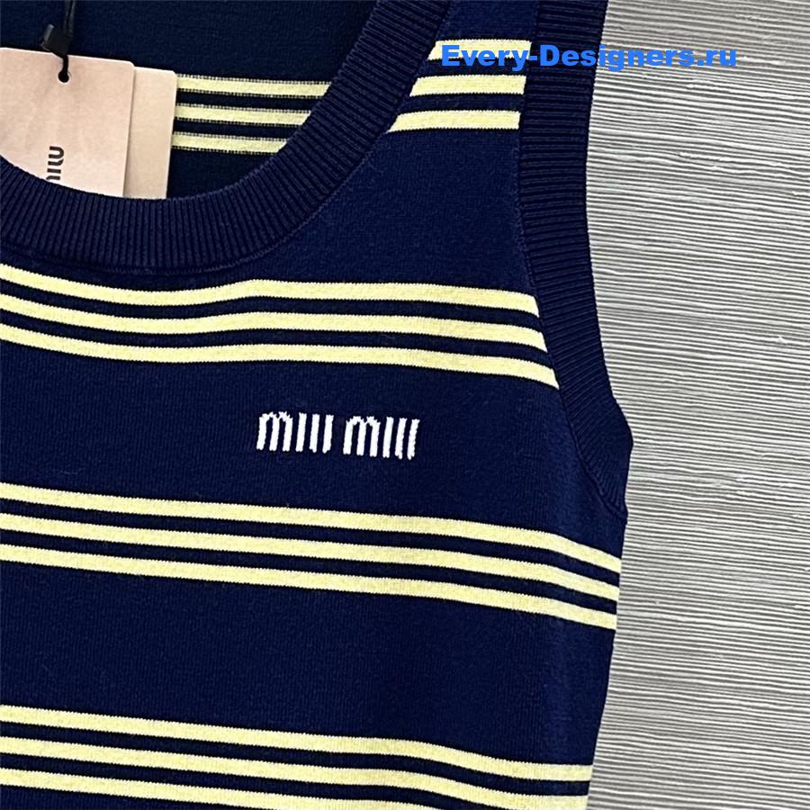 Miu Miu Striped Knit Sleeveless Dress