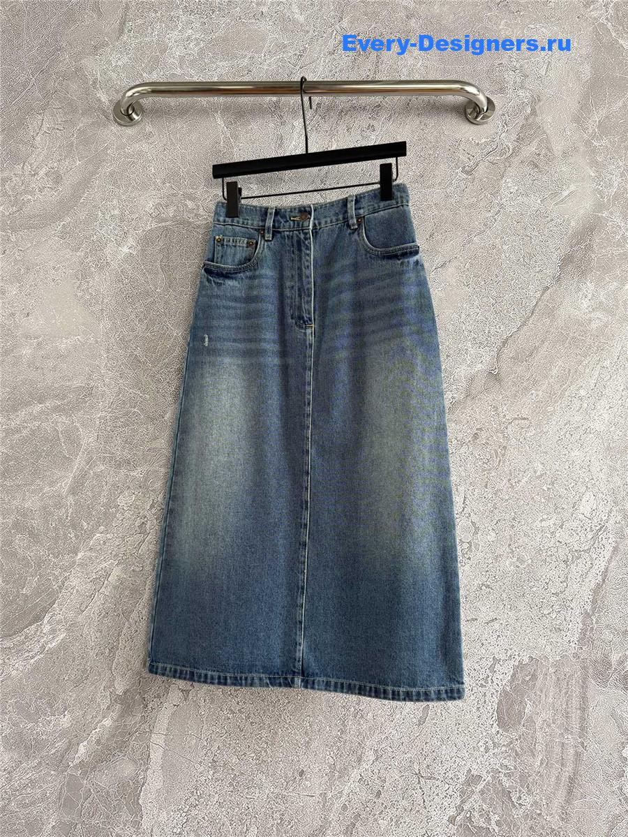 Pra*a washed denim maxi skirt