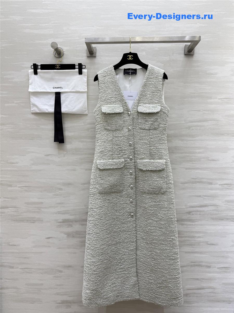 Ch**el tweed v-neck midi dress