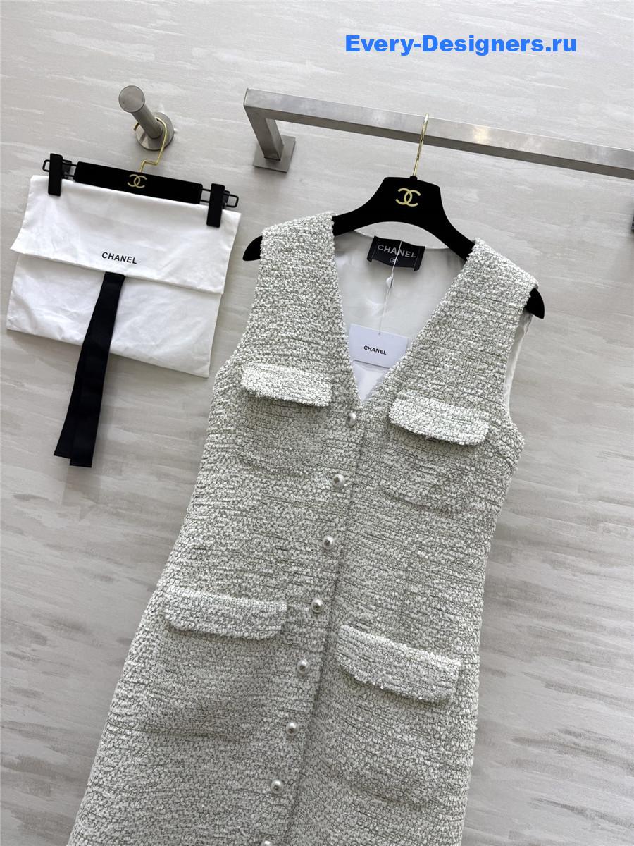 Ch**el tweed v-neck midi dress