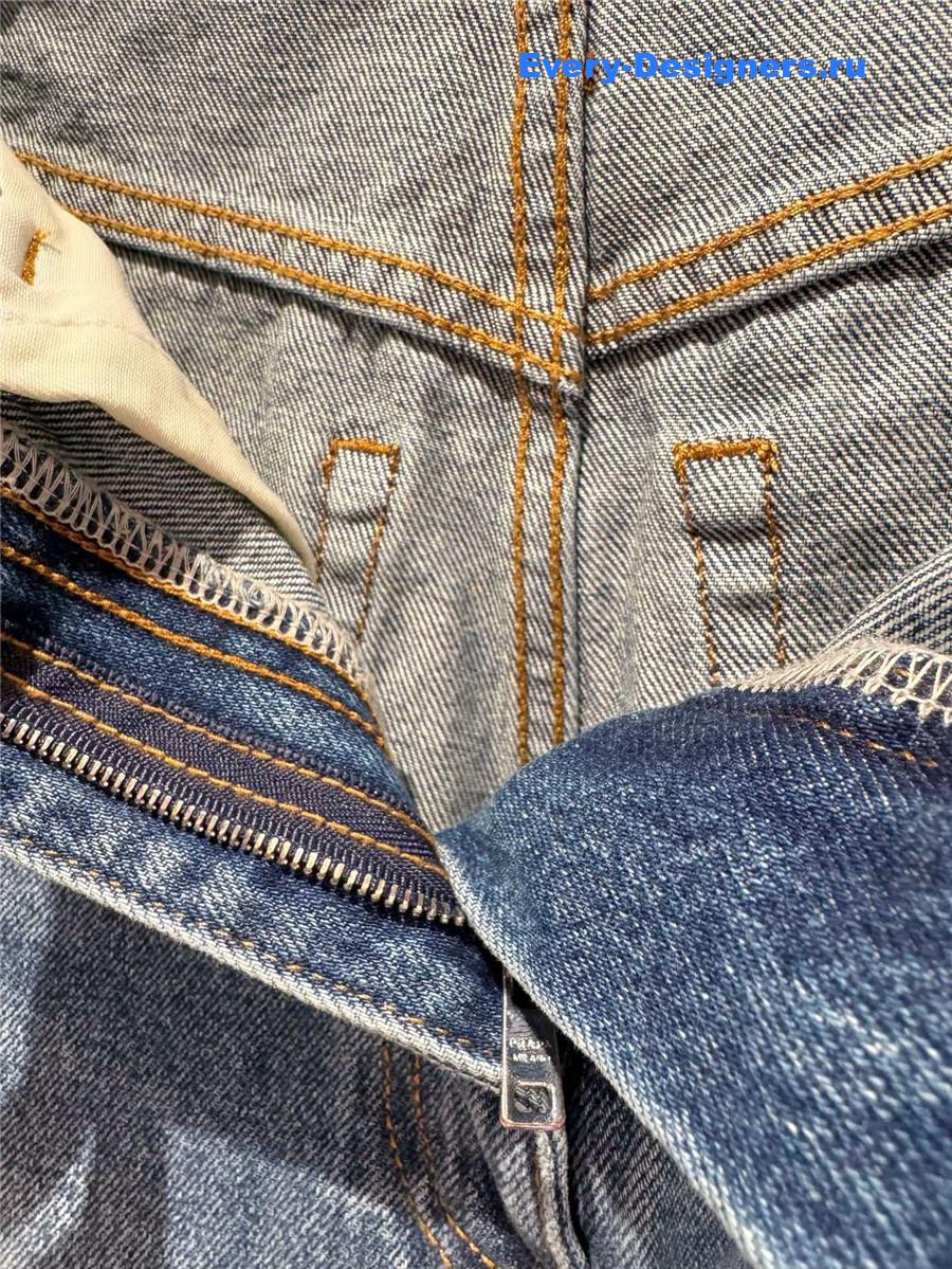 Pra*a blue washed high-waist denim shorts