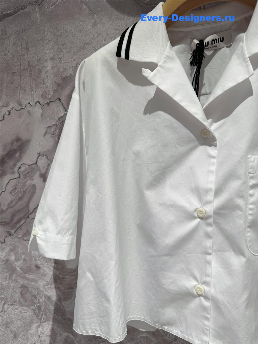 Miu Miu Logo Cropped Poplin Shirt