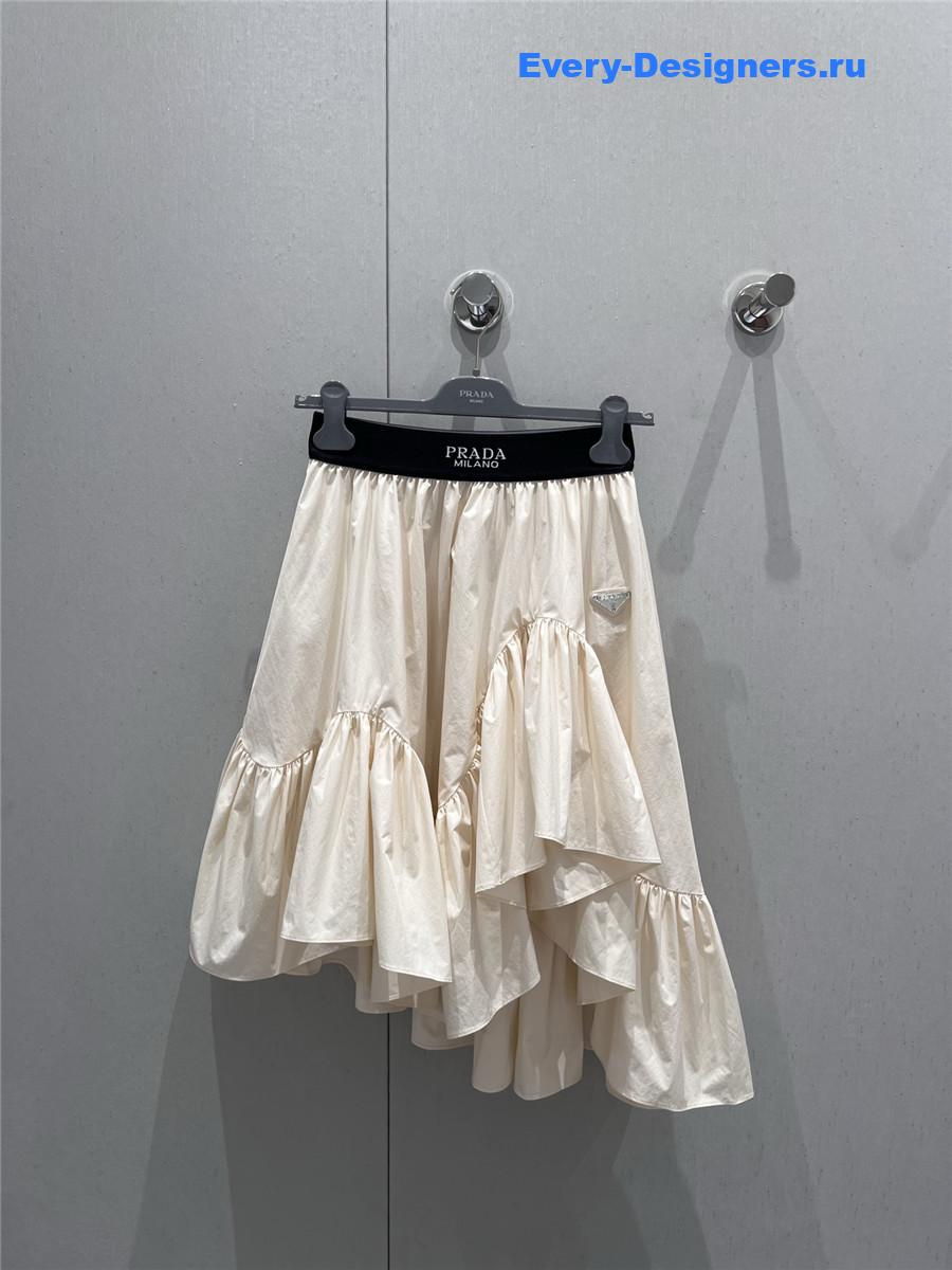 Pra*a beige ruffle skirt