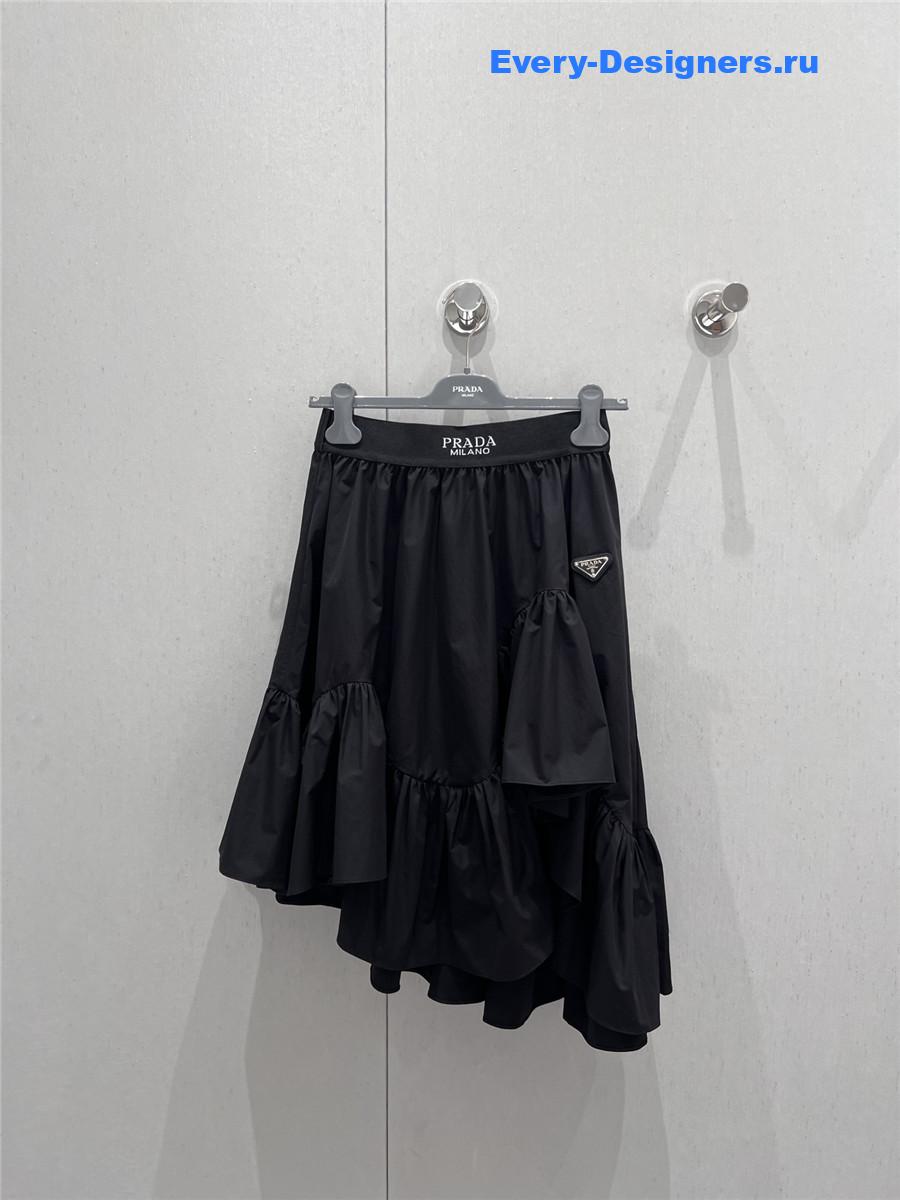 Pra*a black irregular ruffle skirt