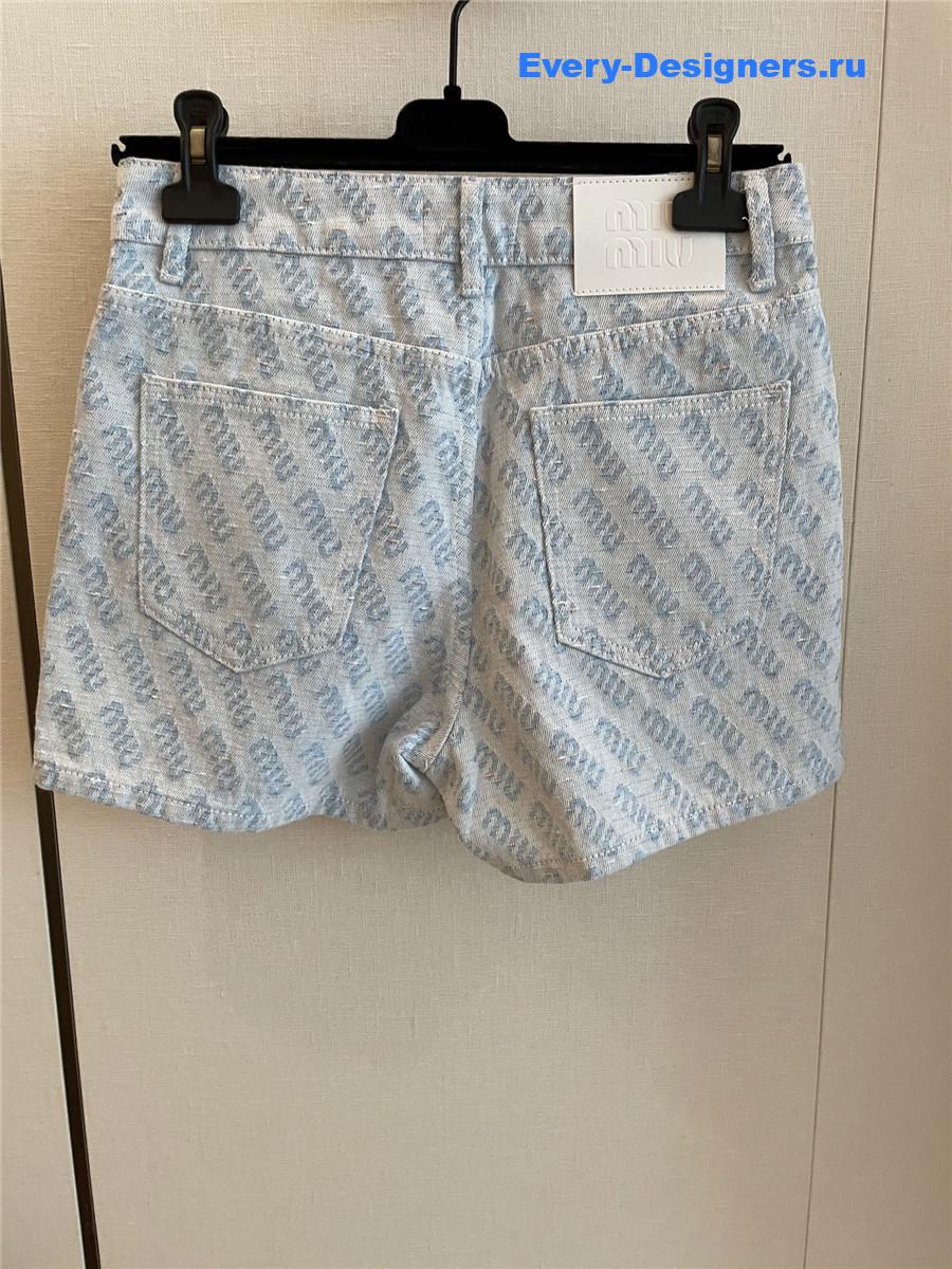 Miu Miu Sapphire Blue Denim Shorts