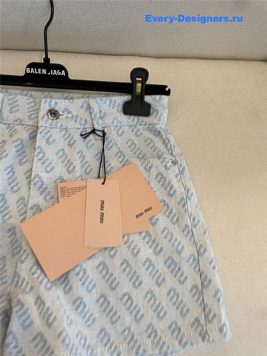 Miu Miu Sapphire Blue Denim Shorts