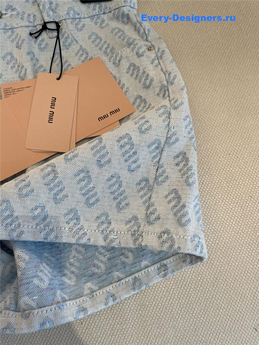 Miu Miu Sapphire Blue Denim Shorts