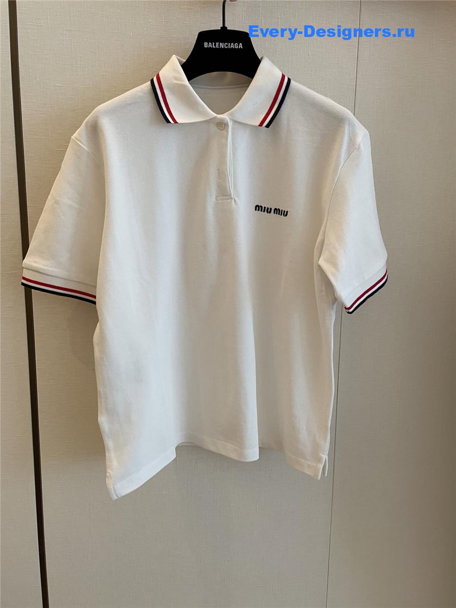 Miu Miu Knitted Cotton Polo Shirt