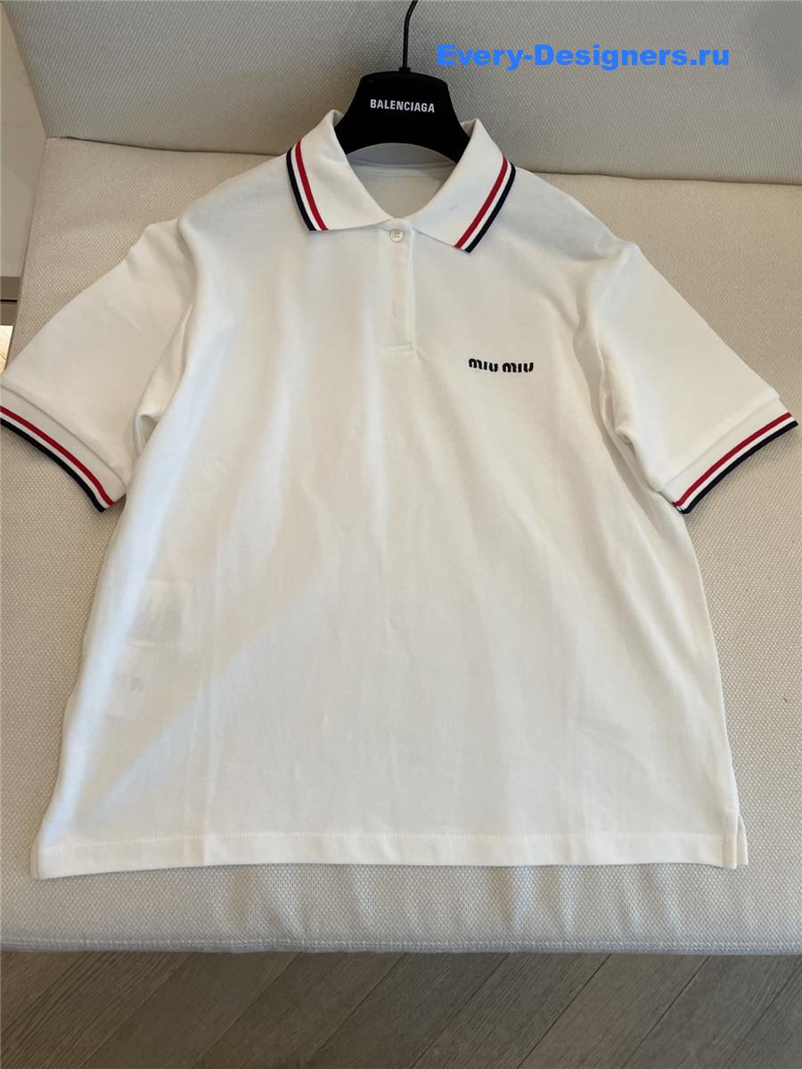 Miu Miu Knitted Cotton Polo Shirt