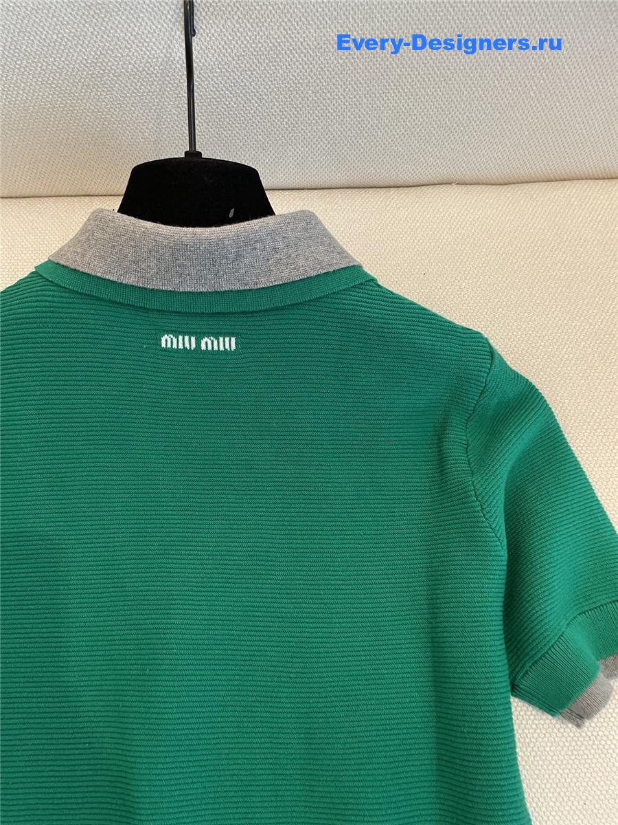 Miu Miu Green Knitted Polo Shirt