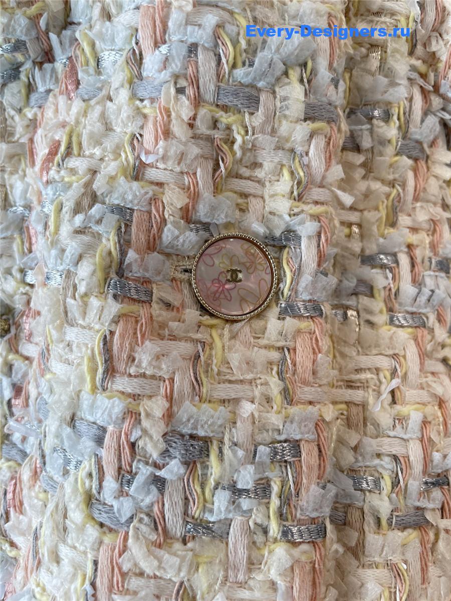 Ch**el white multicolor tweed cropped jacket