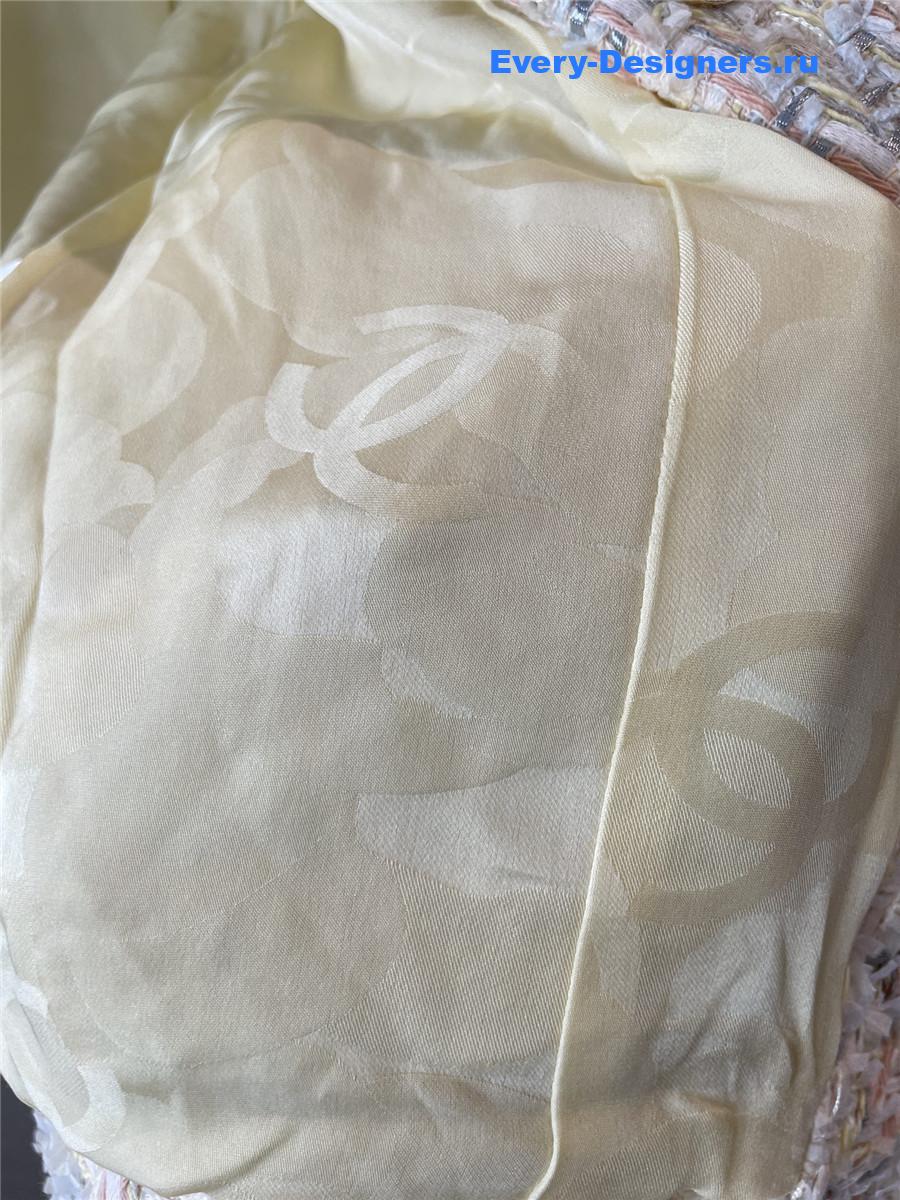 Ch**el white multicolor tweed cropped jacket