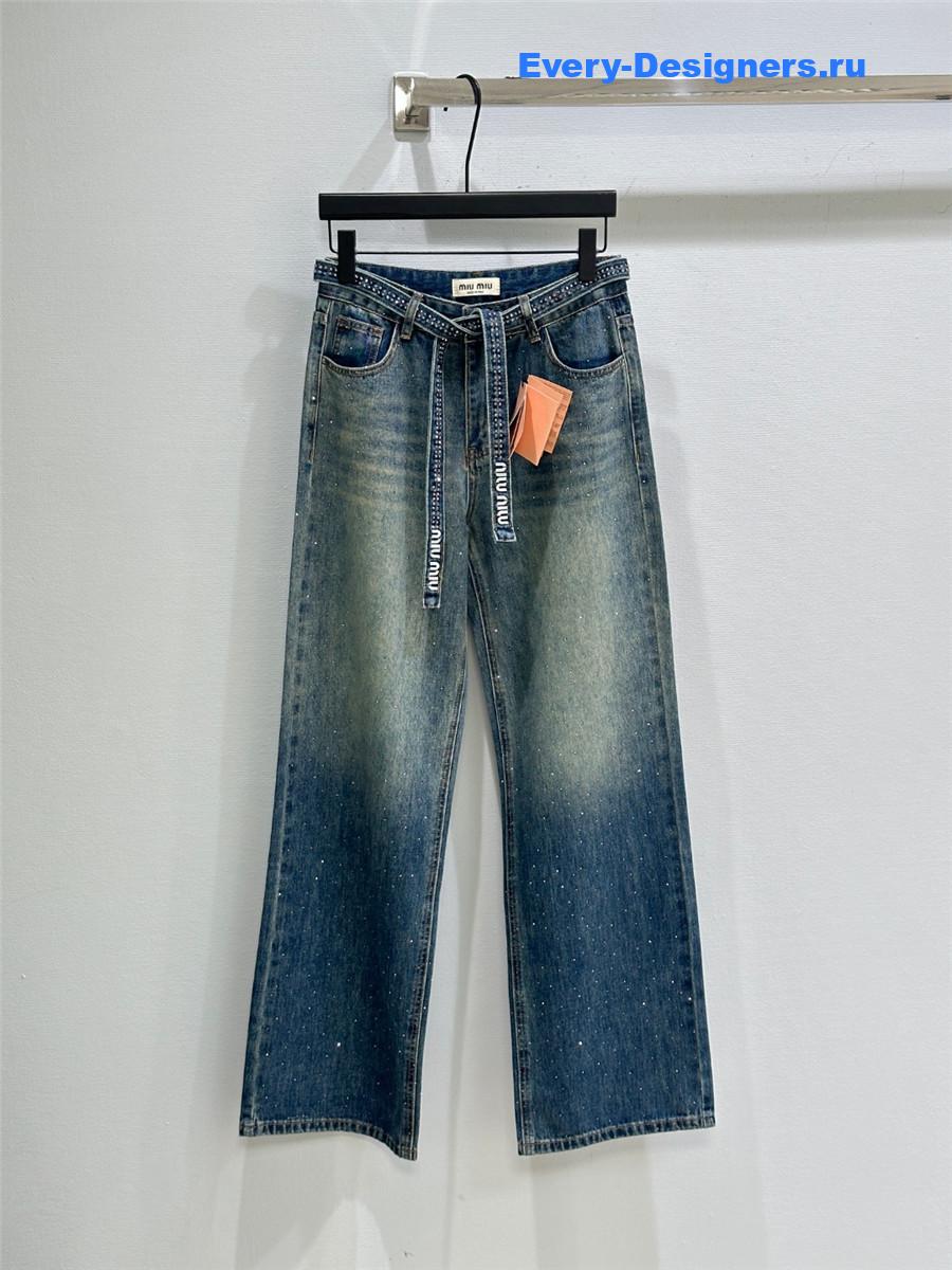 miu miu blue D1am0nd belt jeans