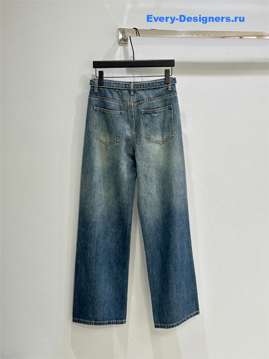 miu miu blue D1am0nd belt jeans