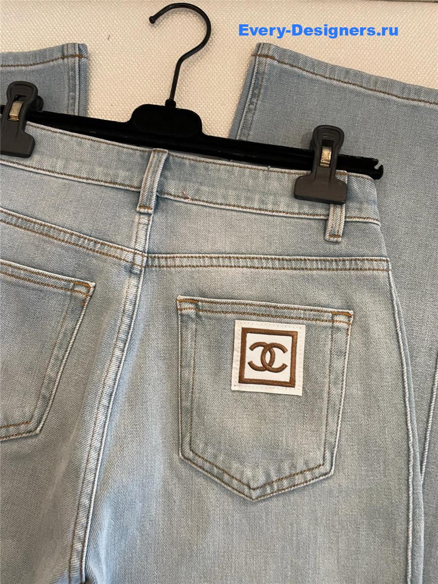 Ch**el cc logo blue straight jeans