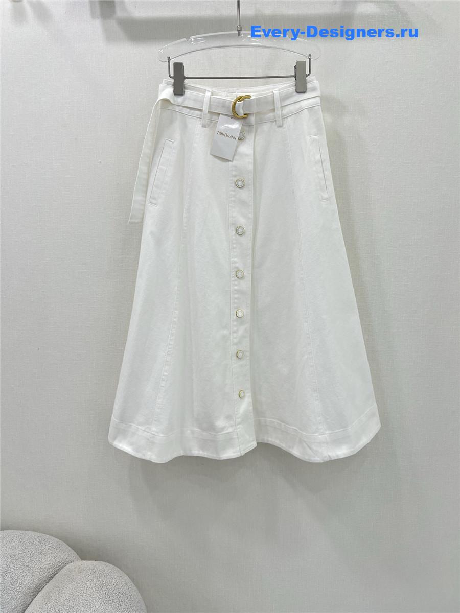 Zimm White Denim Button Skirt