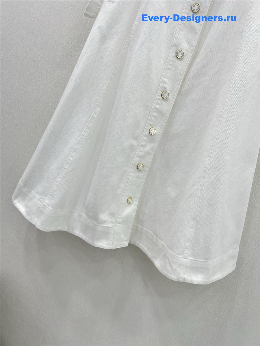Zimm White Denim Button Skirt