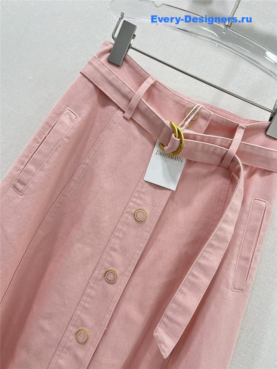 Zimm Pink Denim Button Skirt