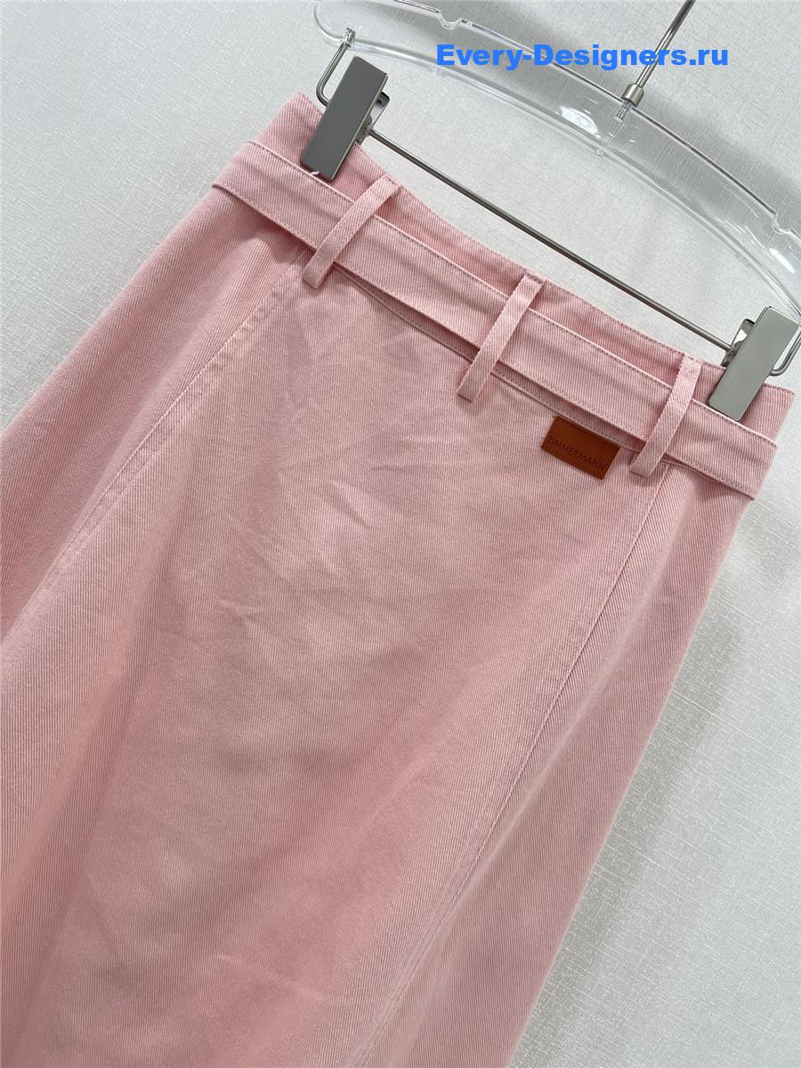 Zimm Pink Denim Button Skirt