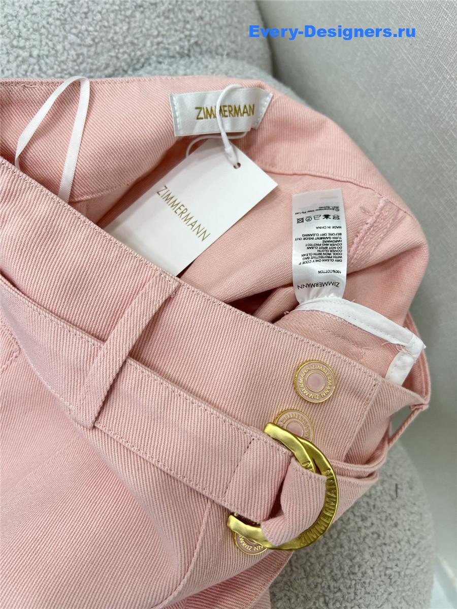 Zimm Pink Denim Button Skirt