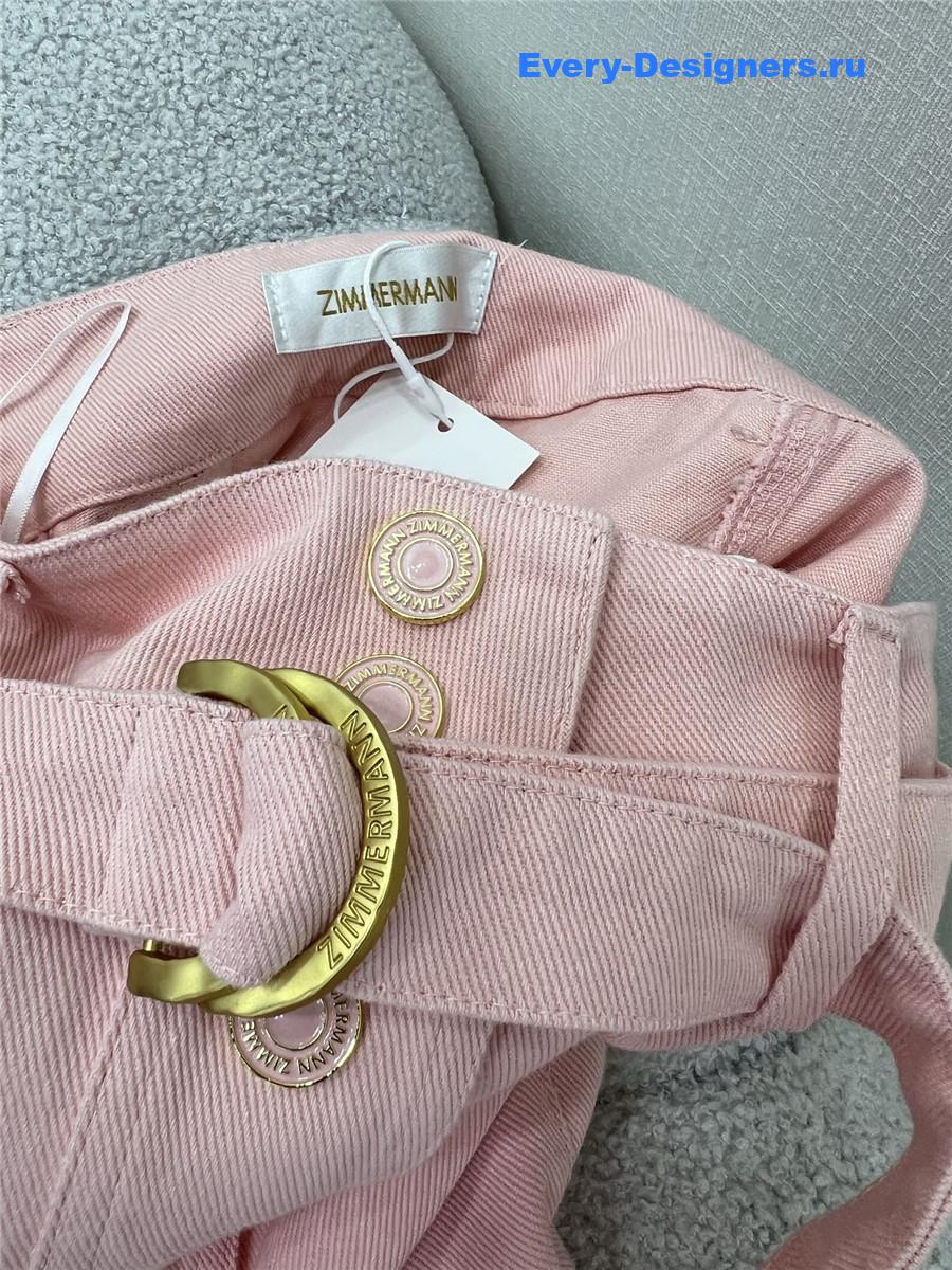 Zimm Pink Denim Button Skirt