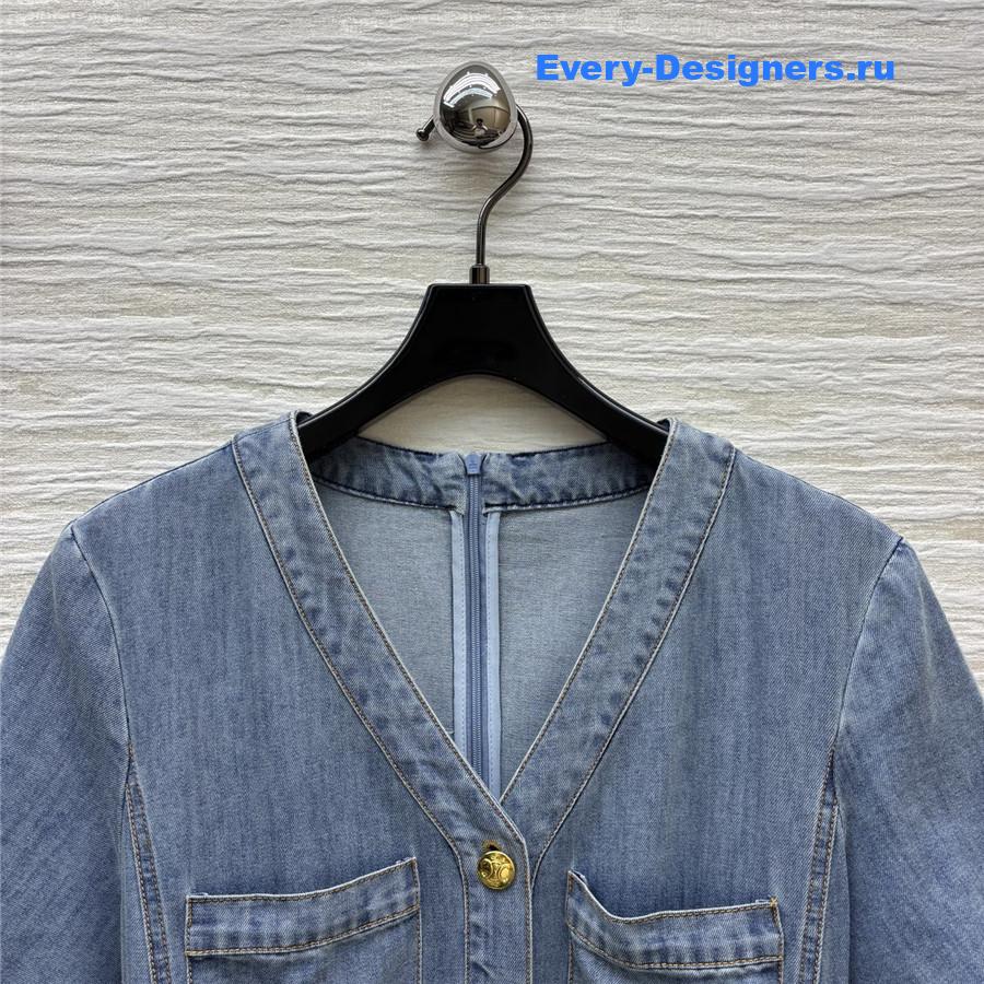 Ce1i*e v-neck belt denim dress