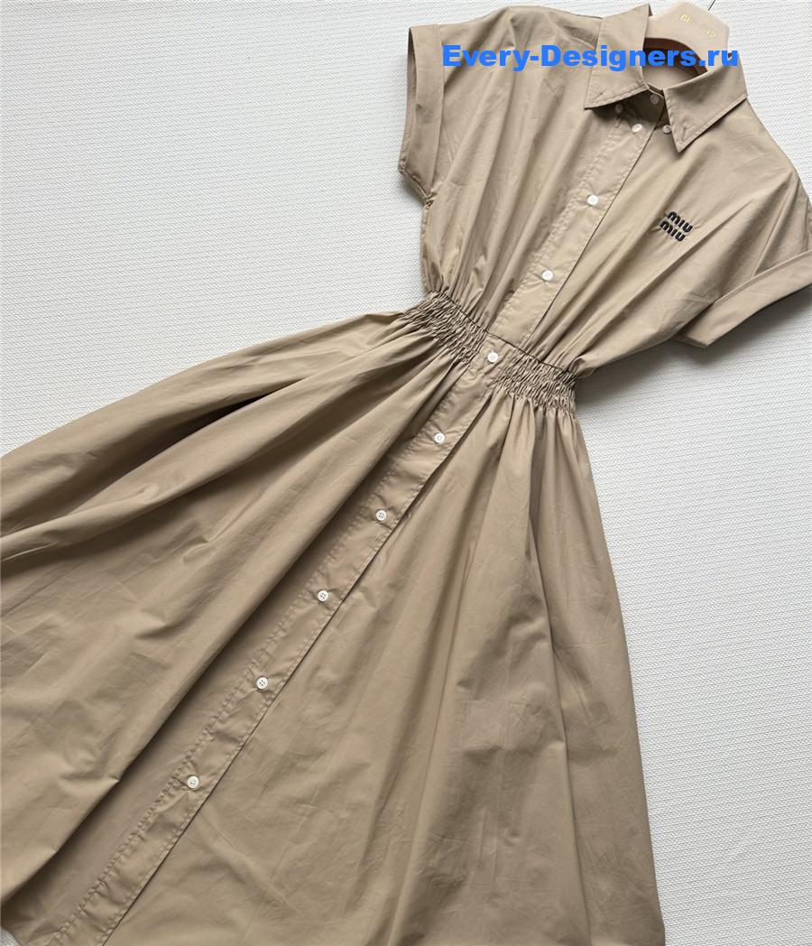 Miu Miu Khaki Poplin Shirt-Dress