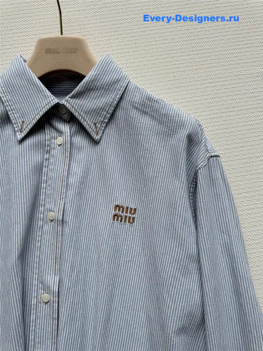 Miu Miu Striped Denim Cropped Shirt