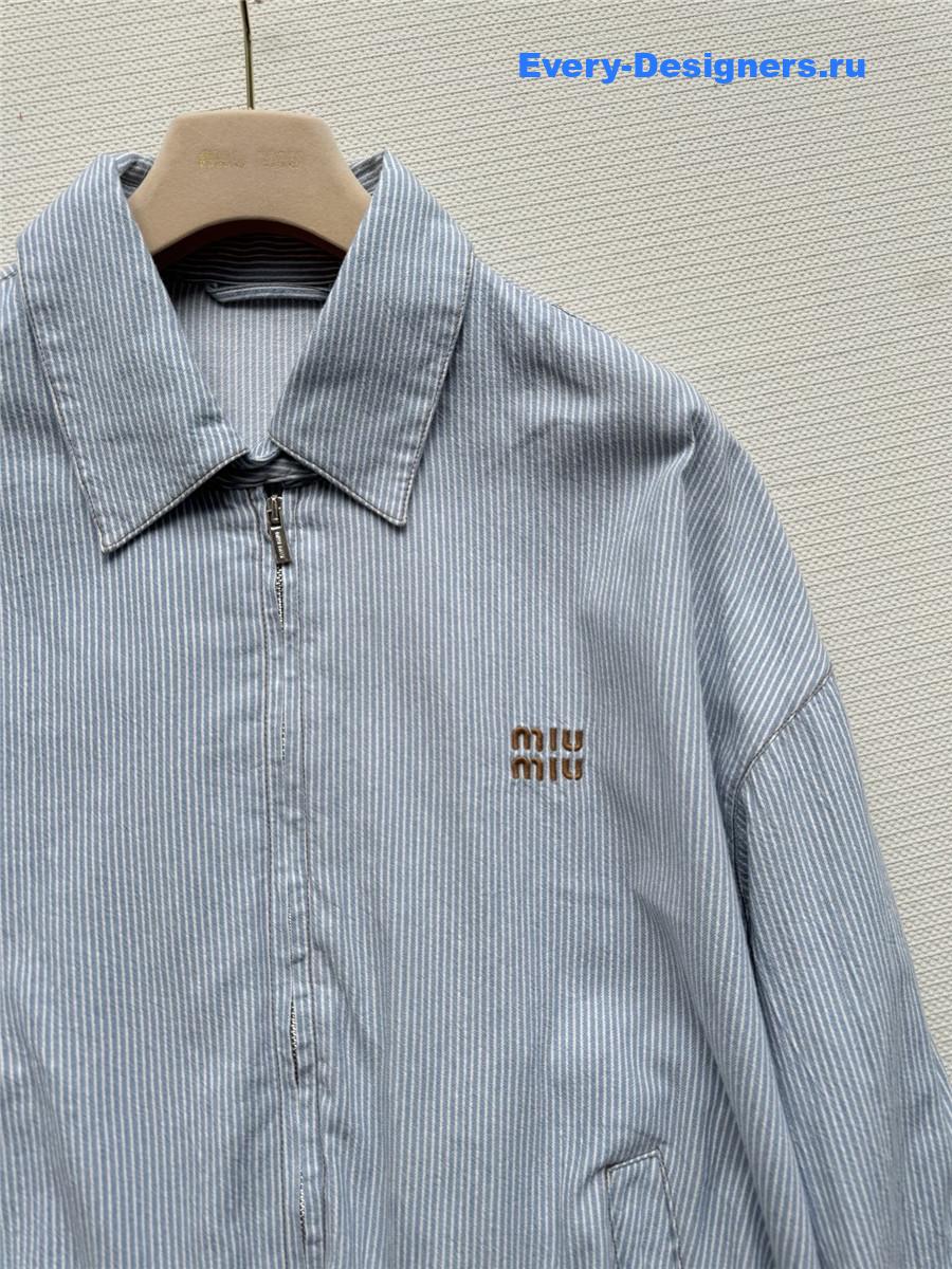 Miu Miu Light Washed Striped Denim Jacket