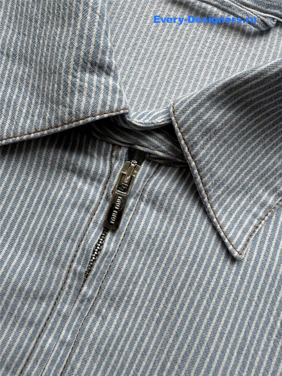 Miu Miu Light Washed Striped Denim Jacket