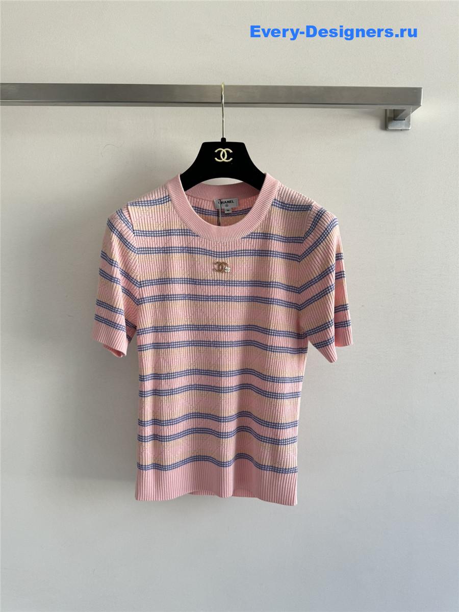 Ch**el pink striped knit top