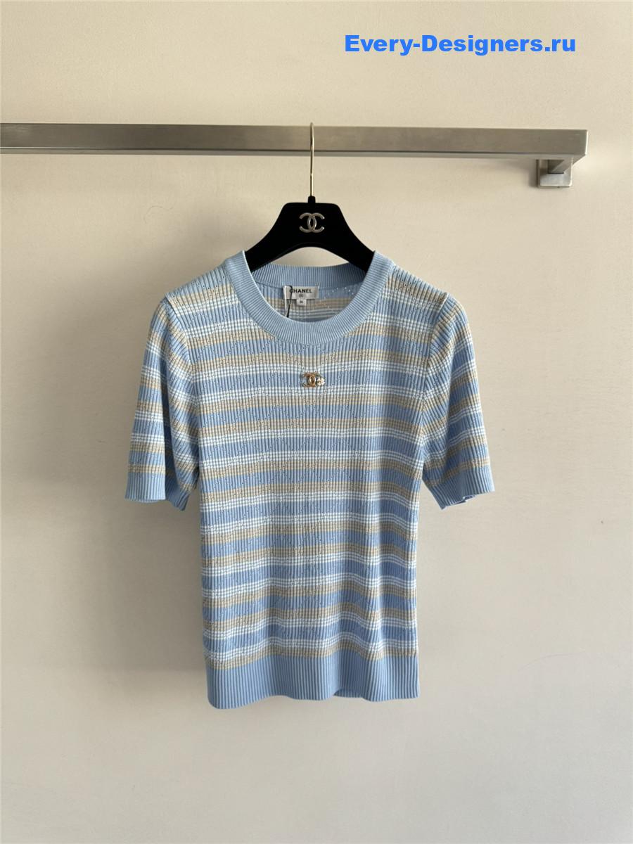 Ch**el blue striped knit top