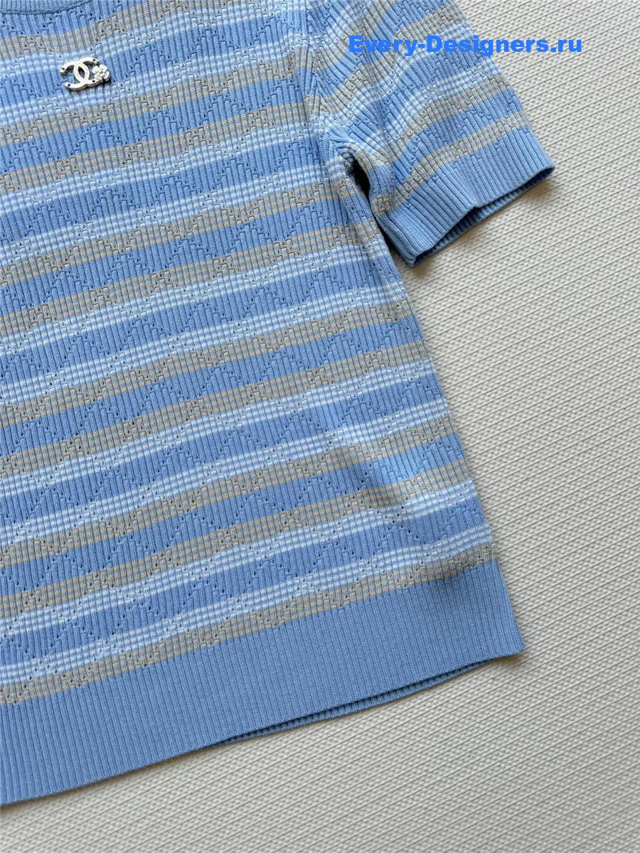 Ch**el blue striped knit top