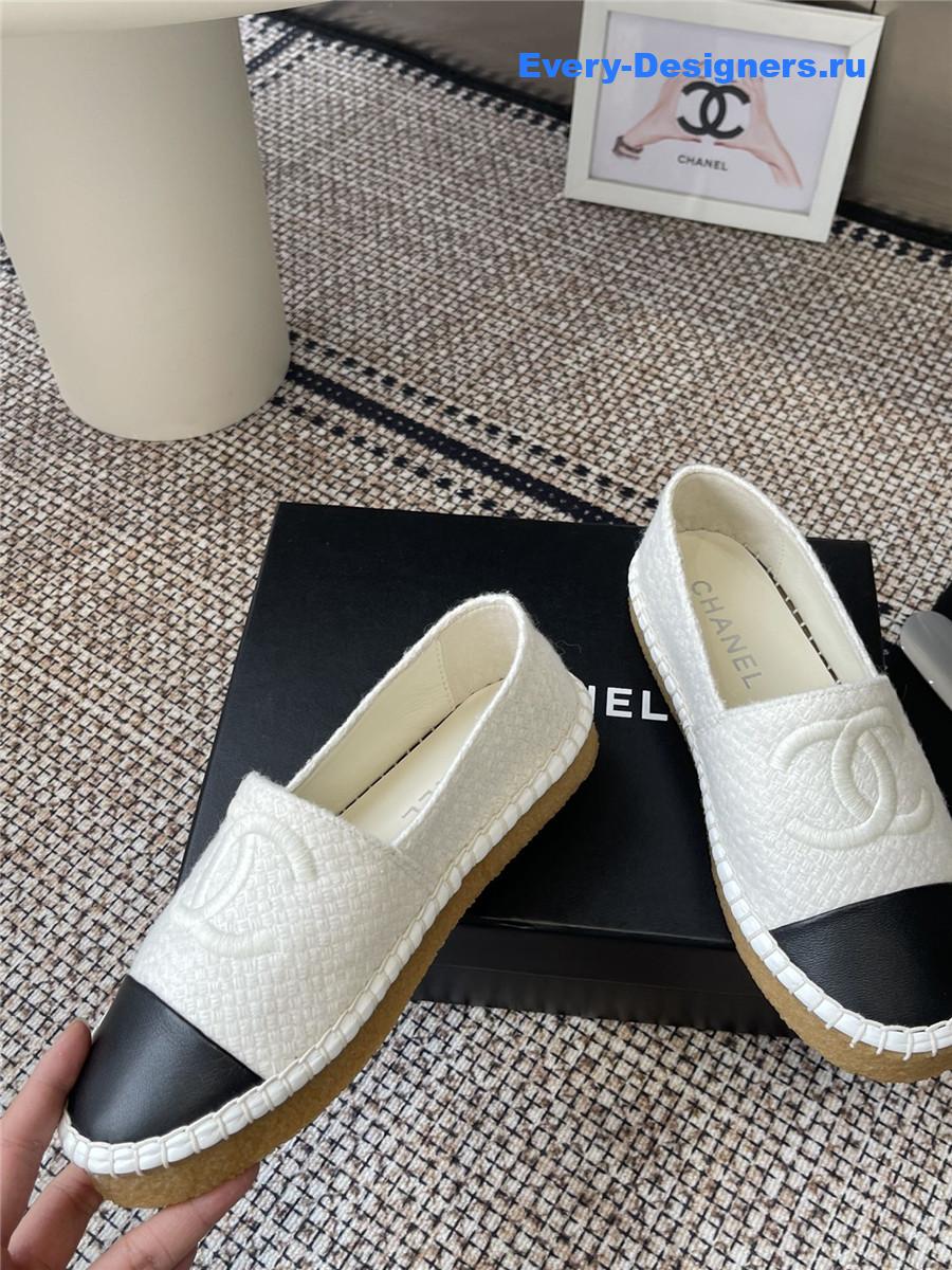 Ch**el white lambskin espadrilles flats