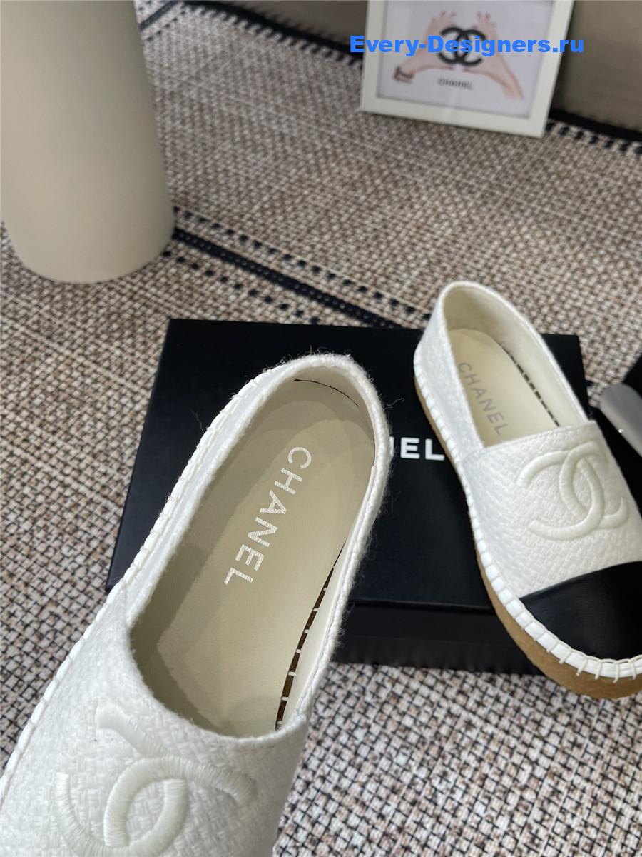 Ch**el white lambskin espadrilles flats